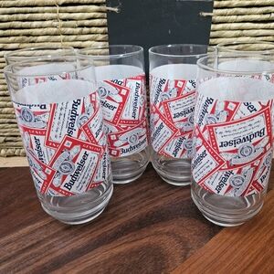 Vintage Budweiser Logo Glass Set (6) New
